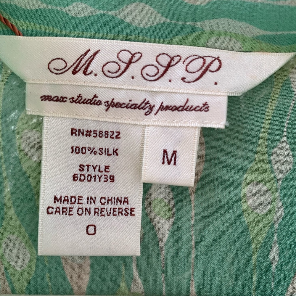 ❤️Aqua Blue Shear Patterned Button Blouse-Medium - Picture 4 of 6